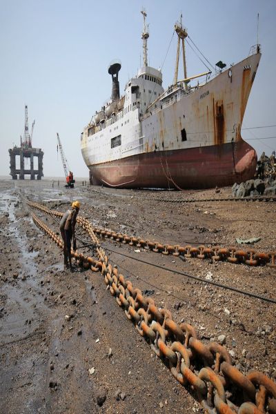 Ship at Alang Ship Breaking Yard, Gujarat, India