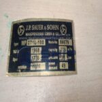 JP Sauer WP271L-100 Marine Air Compressor Name Plate